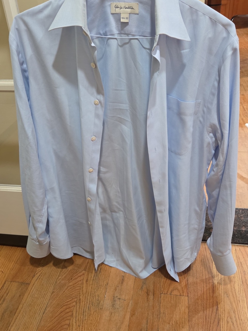 John W. Nordstrom Light Blue Men's Dress Shirt with Spread Collar